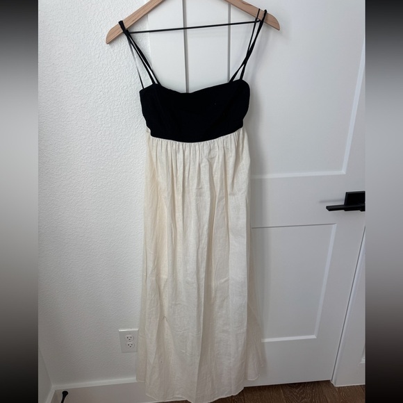 Abercrombie & Fitch Black and Cream linen Maxi Dress - Picture 3 of 5